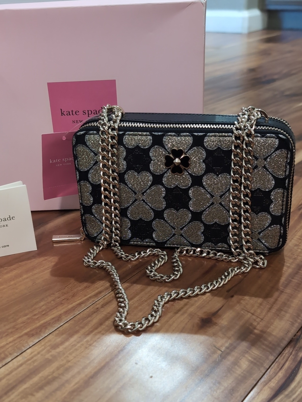 Kate Spade Odette Jacquard Sparkle Double Zip Chain Bag New in Gift Box ❤️